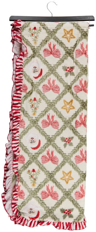 Thumbnail 2: Dream Home 50x70 Santa Bow Ruffle Throw Blanket 