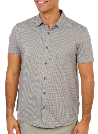 Thumbnail 1: Kenneth Cole Men's Short Sleeve Gingham Button Down Shirt 