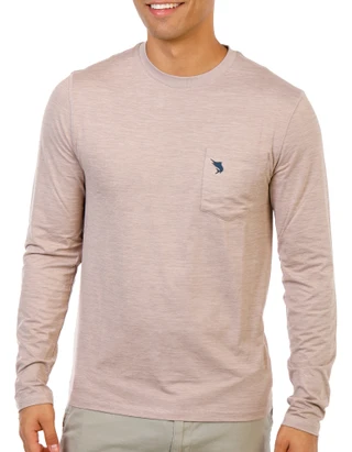 Thumbnail 1: Salt Life Men's Long Sleeve Brushed Crew Neck Pocket Tee 