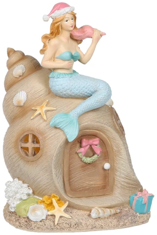 Thumbnail 1: Fancy That 10 In LED Christmas Mermaid Shell House Figurine  