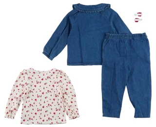 Thumbnail 2: Kensie Toddler Girl's 4 Pc Floral Denim Set 