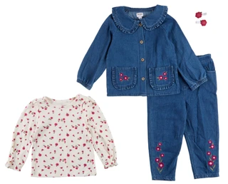 Thumbnail 1: Kensie Toddler Girl's 4 Pc Floral Denim Set 