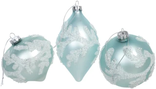 Thumbnail 1: Fancy That 3 Pc Glitter Glass Christmas Ornaments  