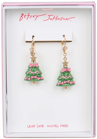 Thumbnail 1: Betsey Johnson Ribbon Christmas Tree Drop Earrings  