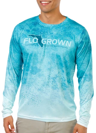Thumbnail 1: FloGrown Men's Long Sleeve Seafoam Ombre UPF Shirt 