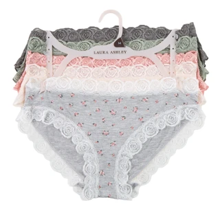 Thumbnail 1: Laura Ashley 5 Pk Women's Lace Bikini Panties  