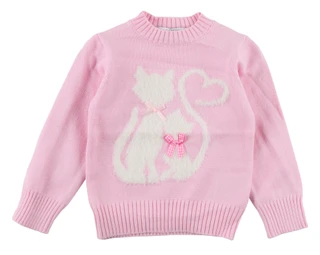 Thumbnail 1: BADGLEY MISCHKA Toddler Girls Long Sleeve Fuzzy Cat Bow Sweater 