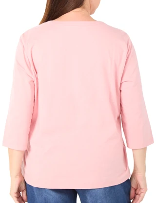 Thumbnail 2: Coral Bay Women's Plus 3/4 Sleeve Paisley Embroidered Top 