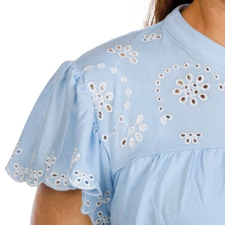 Thumbnail 2: Chelsea & Theodore Women's Plus Eyelet Embroidered Button Front Top 