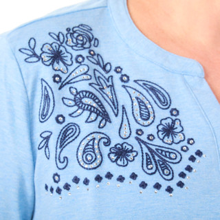Thumbnail 2: Coral Bay Women's Plus 3/4 Sleeve Paisley Embroidered Top 
