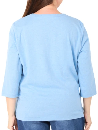 Thumbnail 3: Coral Bay Women's Plus 3/4 Sleeve Paisley Embroidered Top 
