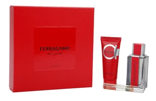 Thumbnail 1: FERRAGAMO 3 Pc Men's Red Leather EDP Spray Set 