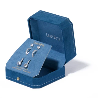 Thumbnail 2: Lumira 3 Pr Silver Plated Cubic Zirconia Earrings in LED Gift Box 