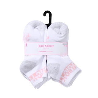 Thumbnail 3: Juicy Couture Women's 8 Pk Logo Sport Cushioned Quarter Socks 
