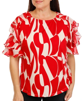 Thumbnail 1: Sara Michele Women's Plus 3/4 Sleeve Print Top  