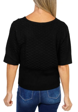 Thumbnail 2: Jessica Simpson Women's Short Sleeve Pointelle Sweater Top 