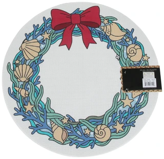 Thumbnail 2: Nicole Miller 6 Pk Coastal Christmas Wreath Printed Placemats 