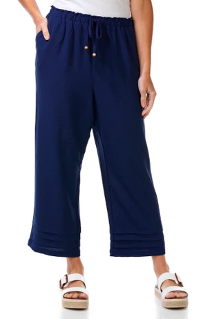 Thumbnail 1: Soho Women's Pull On Drawstring Pleated Hem Capris 