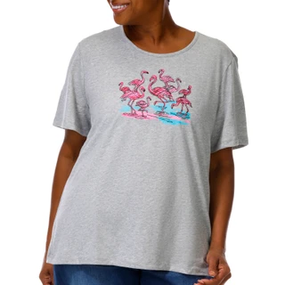 Thumbnail 1: Coral Bay Plus Short Sleeve Flamingo Screen Tee 