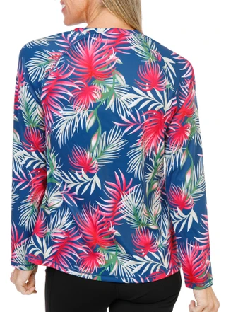 Thumbnail 2: REEL LEGENDS Women's Long Sleeve Tropical Print Performance Top  