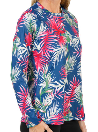 Thumbnail 3: REEL LEGENDS Women's Long Sleeve Tropical Print Performance Top  
