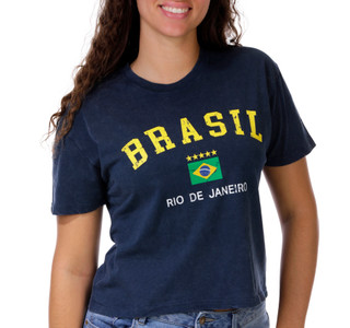 Thumbnail 1: Vintage threadz Juniors Short Sleeve Brasil Boxy Crop Tee 
