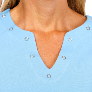 Thumbnail 5: Coral Bay Women's Short Sleeve Grommet Neck Top 
