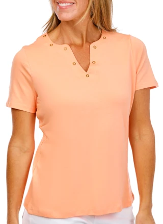 Thumbnail 1: Coral Bay Women's Short Sleeve Grommet Neck Top 