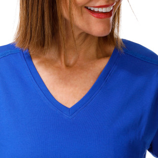 Thumbnail 3: Coral Bay Women's Short Sleeve V-Neck Crochet Shoulder Detail Top 