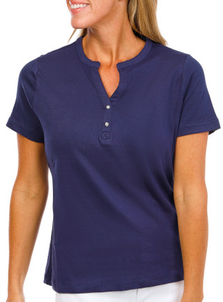 Thumbnail 4: Coral Bay Women's Short Sleeve Half Dome Button Henley Top 