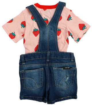 Thumbnail 3: Joe's Jeans Baby Girls 2 Pc Strawberry Denim Overalls Set 