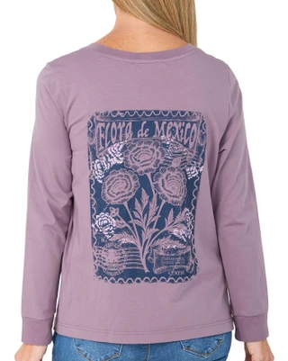 Thumbnail 2: CITY BLUES Women's Long Sleeve Curved Hem Graphic Tee 