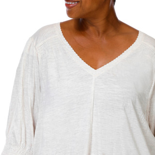Thumbnail 3: Democracy Elbow Blouson Smocked Plus Size Knit Top 