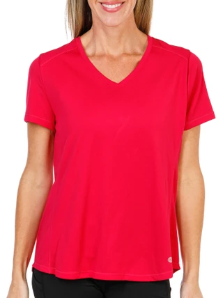 Thumbnail 1: REEL LEGENDS Women's Short Sleeve Solid V-Neck Performance Top 
