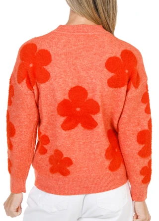 Thumbnail 2: Nanette Lepore Women's Petite Long Sleeve Flower Rhinestone Sweater Top 