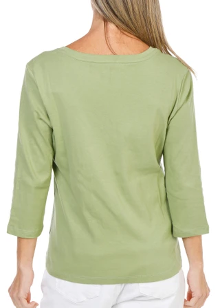 Thumbnail 2: Coral Bay Women's 3/4 Sleeve V-Neck Henley Top 