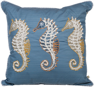 Thumbnail 1: MG MONOGRAM Triple Seahorse Decorative Pillow  