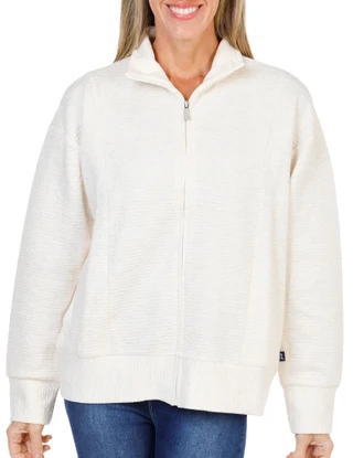 Thumbnail 1: Lands End Women's Long Sleeve Bubble Jacquard Zip Jacket  