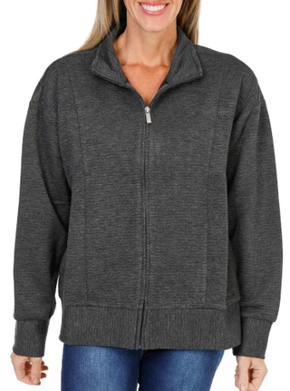 Thumbnail 1: Lands End Women's Long Sleeve Bubble Jacquard Zip Jacket  