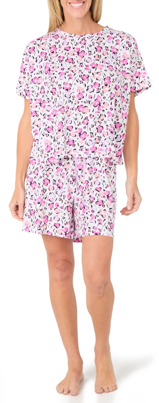 Thumbnail 1: Hue Women's 2 Pc Short Sleeve Print Pajama Shorts Set 