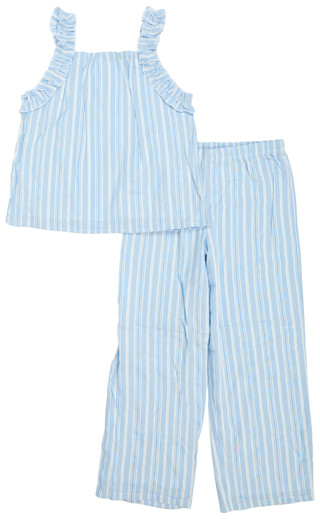 Thumbnail 1: Andy & Evan Big Girls 2 Pc Stripe Wide Leg Pants Set 
