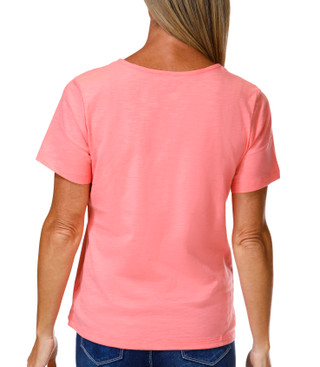 Thumbnail 3: Coral Bay Petite Short Sleeve Embroidered Floral Split Neck Top 
