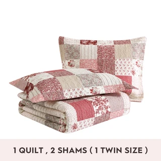 Thumbnail 6: Laura Ashley Celina Patchwork 100% Cotton- 3 Piece- Reversible Quilt Set 