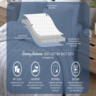 Thumbnail 11: TOMMY BAHAMA Tommy Bahama Palmday 100% Cotton-3Piece-Reversible Quilt Set 