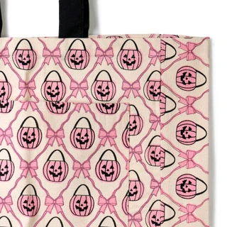 Thumbnail 2: The Witch's Workshop Halloween Jack-O'-Lantern & Bows Cotton Tote Bag 
