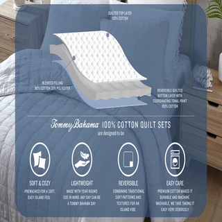 Thumbnail 11: TOMMY BAHAMA Tommy Bahama Palmday 100% Cotton-2Piece-Reversible Quilt Set 