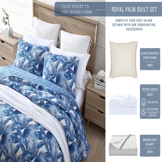 Thumbnail 13: TOMMY BAHAMA Tommy Bahama Palmday 100% Cotton-2Piece-Reversible Quilt Set 