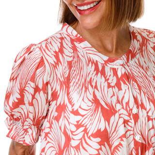 Thumbnail 2: Coral Bay Women's Short Sleeve Pintuck Print Top 