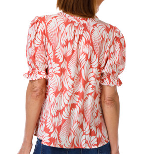 Thumbnail 3: Coral Bay Women's Short Sleeve Pintuck Print Top 