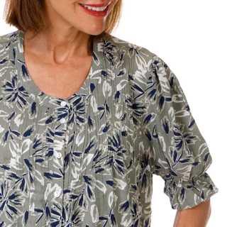 Thumbnail 2: Coral Bay Women's Short Sleeve Pintuck Print Top 